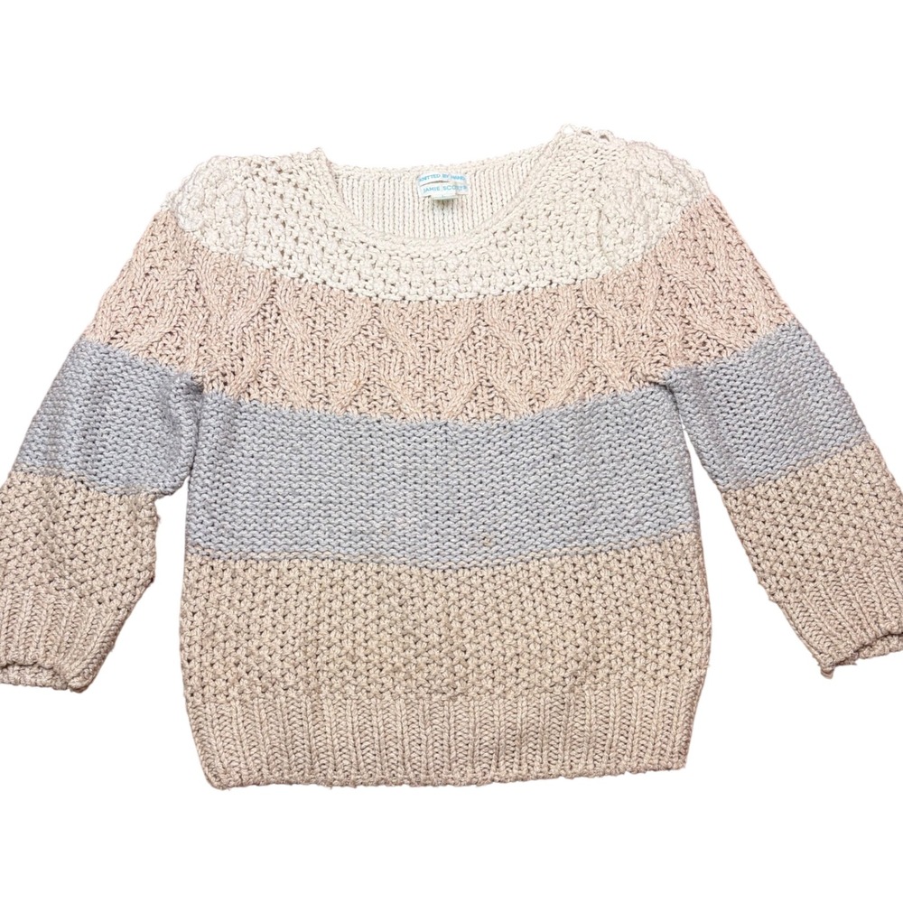 Vintage Jamie Scott Hand‎ Knitted Silk Blend Colorblock Chunky Sweater Womens L